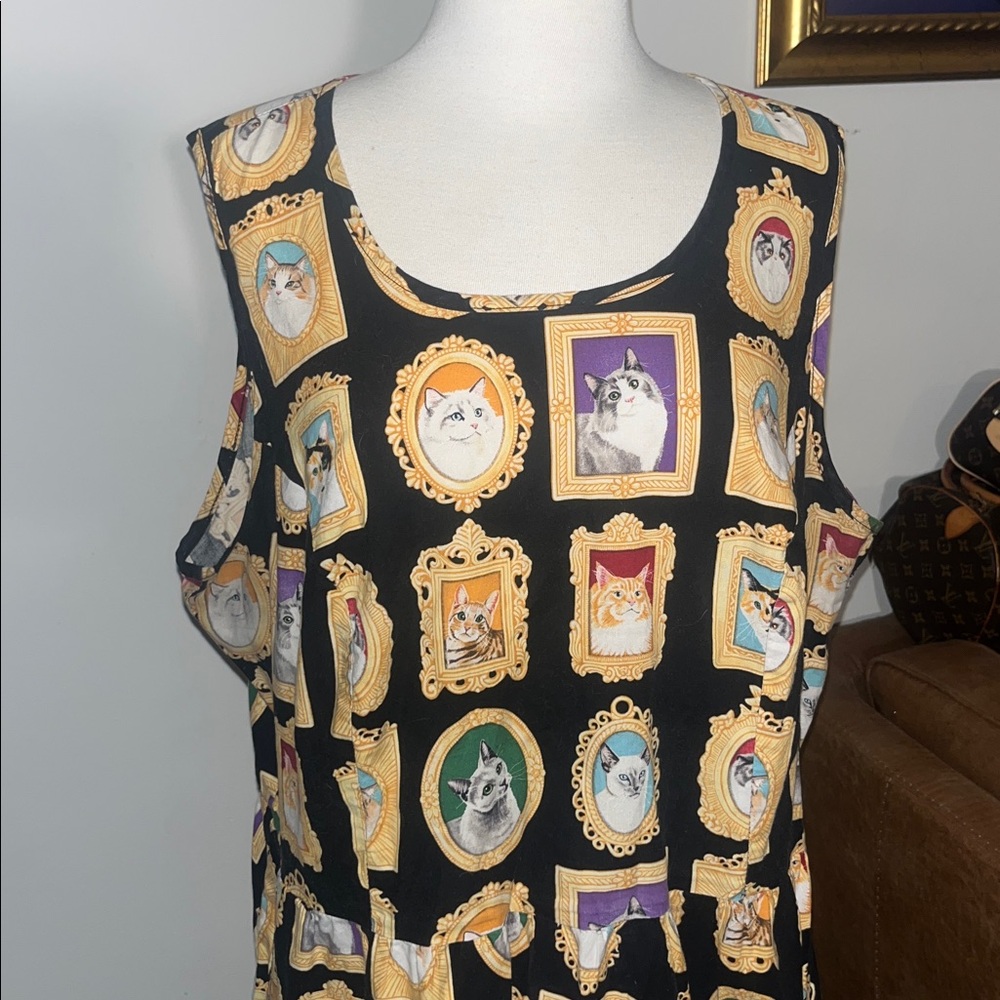 Retrolicious Cat Novelty Frame Print Sleeveless Dress - Picture 2 of 10